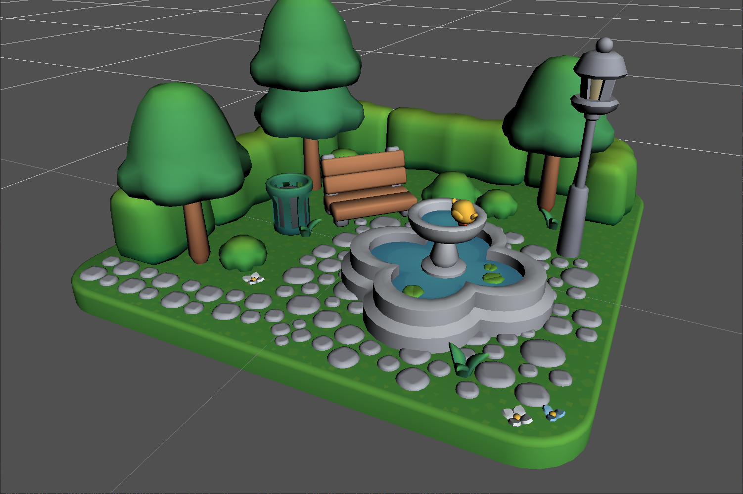 Diorama rendered with a basic Lambert shading