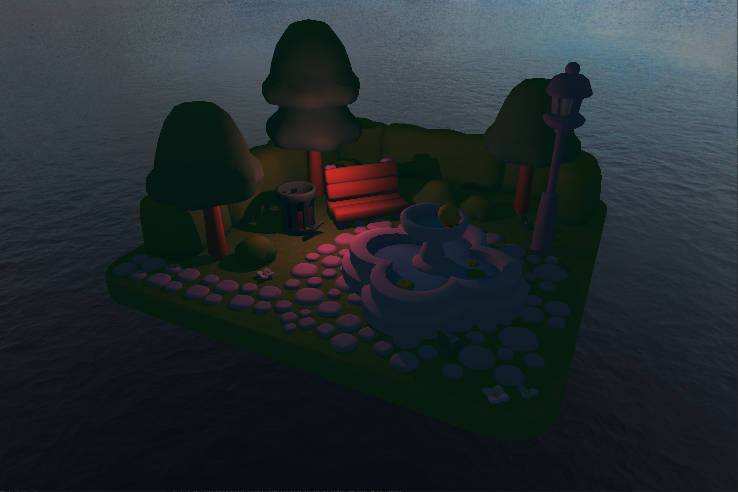 The Pretty Park in the shadow of a point light